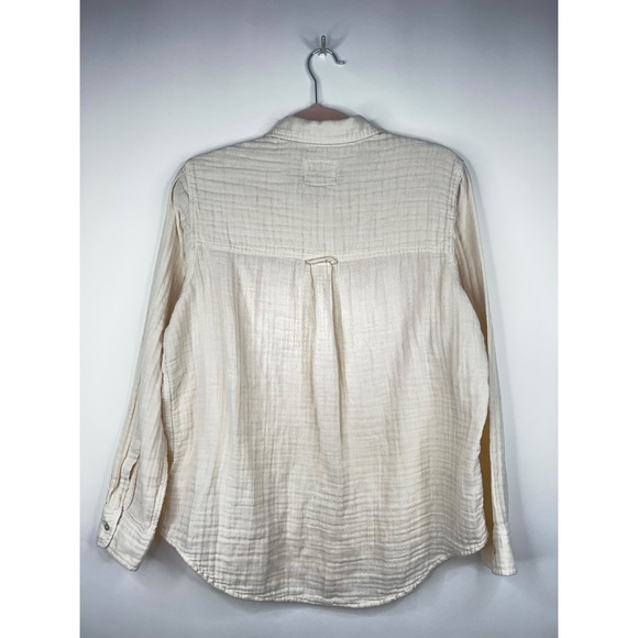 Rails Ellis Button Up Shirt Cream White Sand Long Sleeve Cotton Gauze Large - Picture 5 of 10